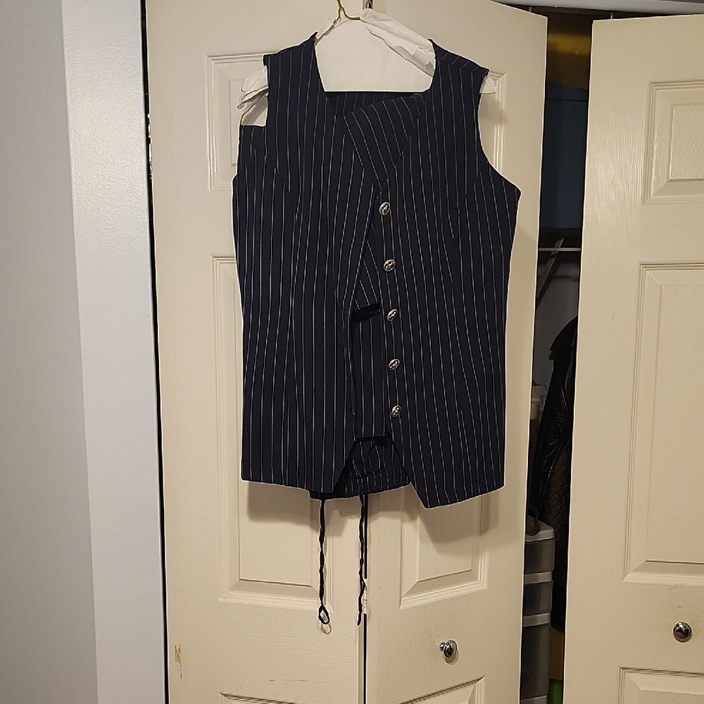 3 Piece Navy Pinstripe Suit